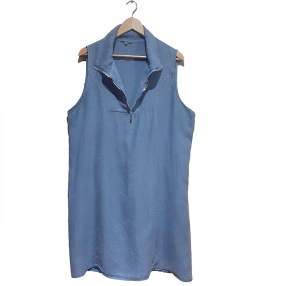 Piazza Del Tempio Made in Italy Women's Size XL Sleeveless Linen Dress Blue - Picture 2 of 6